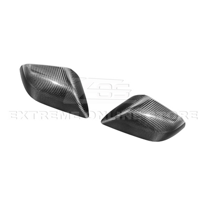 2024-Up Tesla Model 3 Dry Carbon Fiber Tape On Side Mirror Cap Covers Pair - MC-1280-BKCF