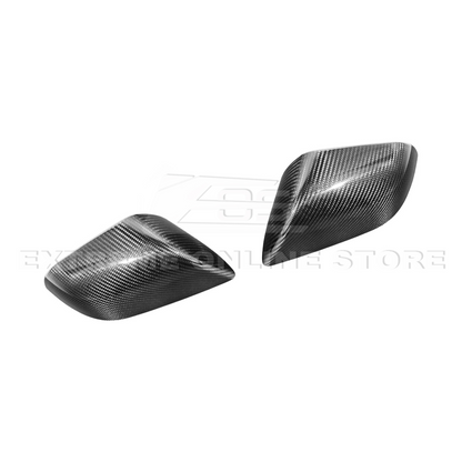 2024-Up Tesla Model 3 Dry Carbon Fiber Tape On Side Mirror Cap Covers Pair - MC-1280-BKCF