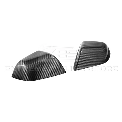 2024-Up Tesla Model 3 Dry Carbon Fiber Tape On Side Mirror Cap Covers Pair - MC-1280-BKCF