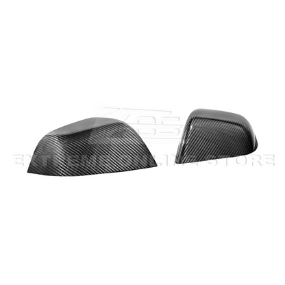 2024-Up Tesla Model 3 Dry Carbon Fiber Tape On Side Mirror Cap Covers Pair - MC-1280-BKCF