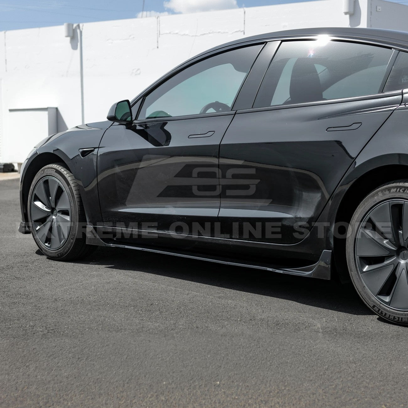 2024-Up Tesla Model 3 Track Style Side Skirts Rocker Panel - SS-1132-ABS