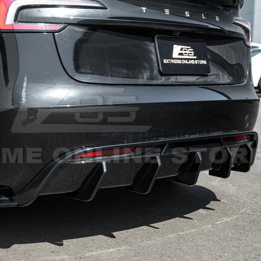 2024-Up Tesla Model 3 Performance Style Rear Bumper Diffuser Lip - DIFF-1133-ABS