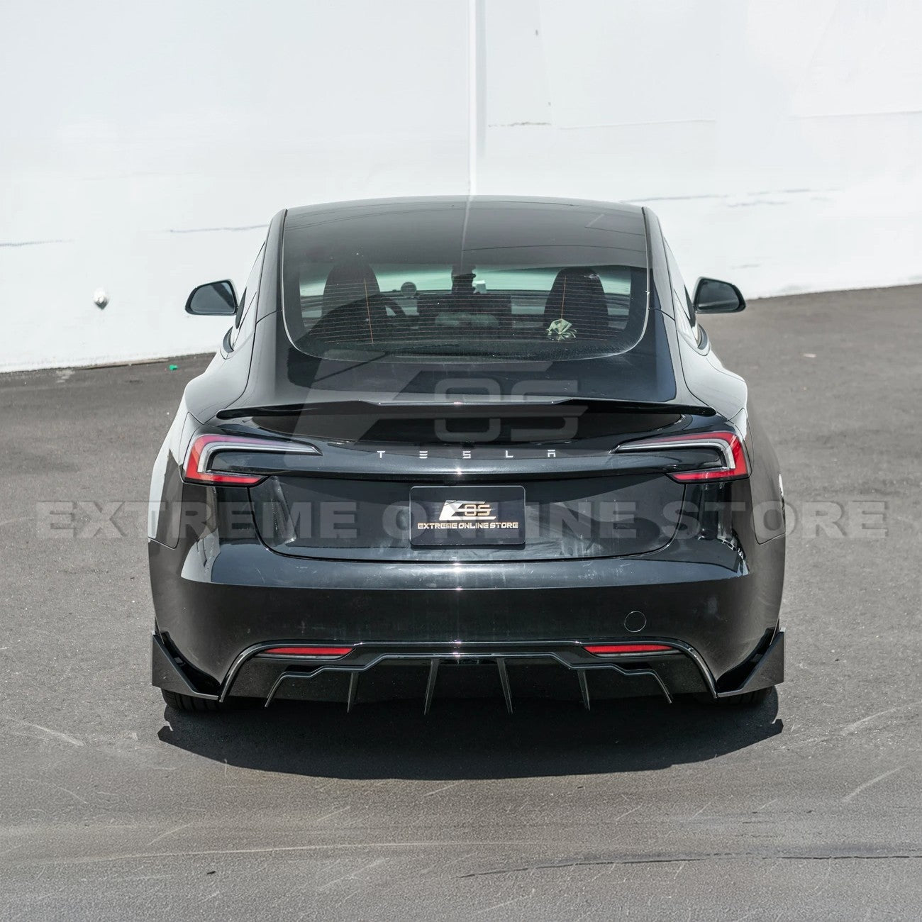 2024-Up Tesla Model 3 Track Style Rear Bumper Diffuser Lip - DIFF-1122-ABS