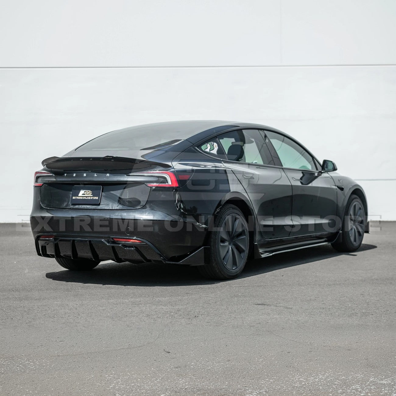2024-Up Tesla Model 3 Track Style Rear Bumper Diffuser Lip - DIFF-1122-ABS