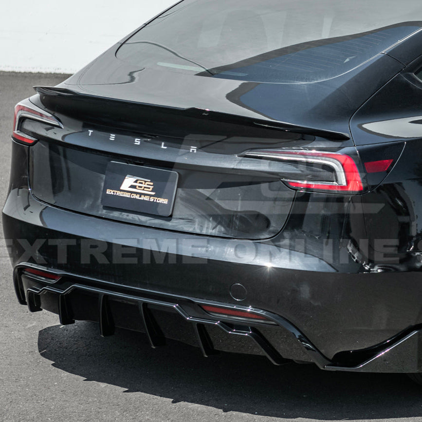2024-Up Tesla Model 3 Track Style Rear Bumper Diffuser Lip - DIFF-1122-ABS