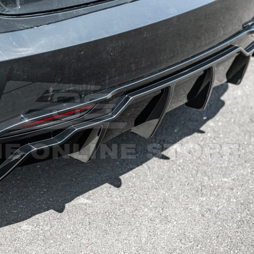 2024-Up Tesla Model 3 Track Style Rear Bumper Diffuser Lip - DIFF-1122-ABS