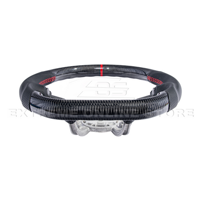 1997-04 Corvette C5 Carbon Fiber Steering Wheel Black Perforated Leather Red Center Stripe