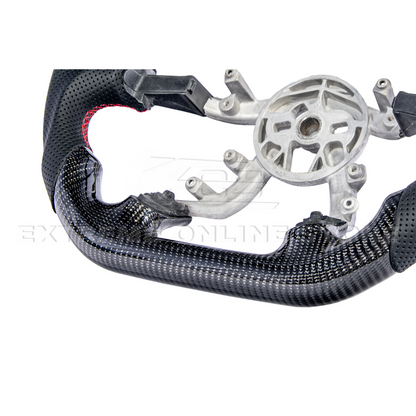 1997-04 Corvette C5 Carbon Fiber Steering Wheel Black Perforated Leather Red Center Stripe