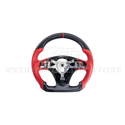 2012-13 Corvette C6 CARBON FIBER Red Perforated Leather Stripe Steering Wheel