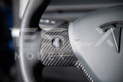 2020-23 Tesla Model 3 & 20-24Y Carbon Fiber Interior Steering Wheel Cover