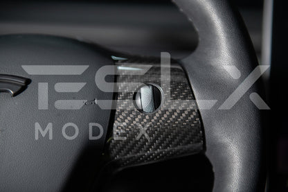2020-23 Tesla Model 3 & 20-24Y Carbon Fiber Interior Steering Wheel Cover