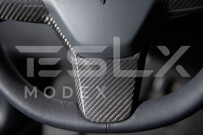 2020-23 Tesla Model 3 & 20-24Y Carbon Fiber Interior Steering Wheel Cover