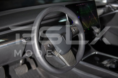 2020-23 Tesla Model 3 & 20-24Y Carbon Fiber Interior Steering Wheel Cover