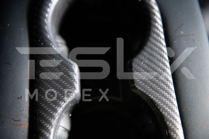 2020-23 Tesla Model 3 & 20-24 Y Carbon Fiber Interior Rear Water Cup Frame