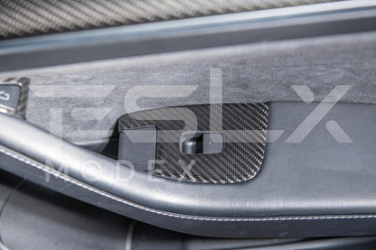 2020-23 Tesla Model 3 & 20-24 Y Carbon Fiber Interior Door Glass Lifting Panel Cover