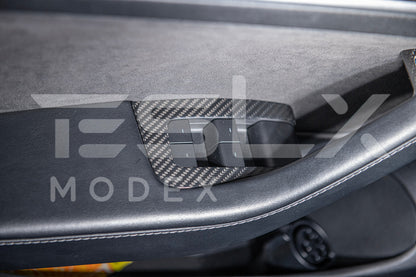 2020-23 Tesla Model 3 & 20-24 Y Carbon Fiber Interior Door Glass Lifting Panel Cover
