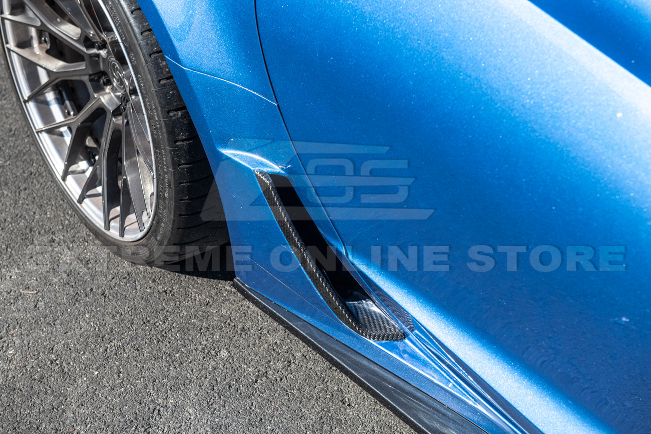 Corvette C7 Z06 DRY CARBON FIBER Side Rocker Panel Brake Scoop Vent Covers