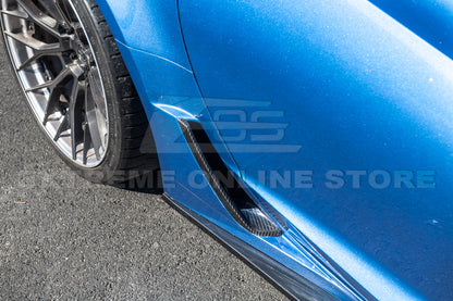 Corvette C7 Z06 DRY CARBON FIBER Side Rocker Panel Brake Scoop Vent Covers