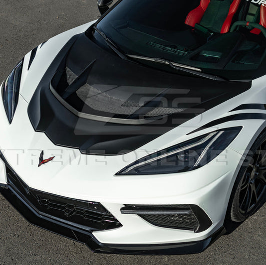 Corvette C8 ZR1 MATTE BLACK Front Bumper Vented Extractor Hood