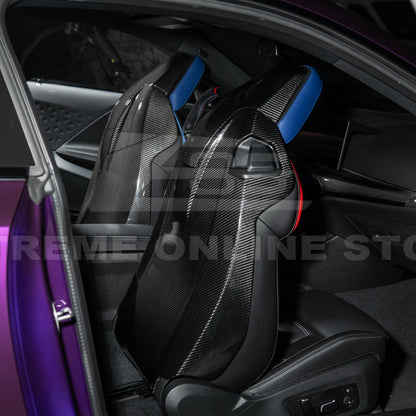 BMW G87 G82 M2 M4 Dry CARBON FIBER Tape-On Full Seat Back Cover Pair