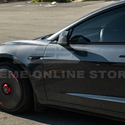 2024-Up Tesla Model 3 Dry Carbon Fiber Tape On Side Mirror Cap Covers Pair - MC-1280-BKCF