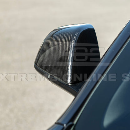 2024-Up Tesla Model 3 Dry Carbon Fiber Tape On Side Mirror Cap Covers Pair - MC-1280-BKCF