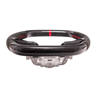 Corvette C8 CARBON FIBER Alcantara Leather Red Stripe Steering Wheel