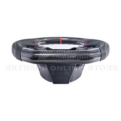 2016-2024 CAMARO CARBON FIBER Perforated Leather Red Stripe Steering Wheel