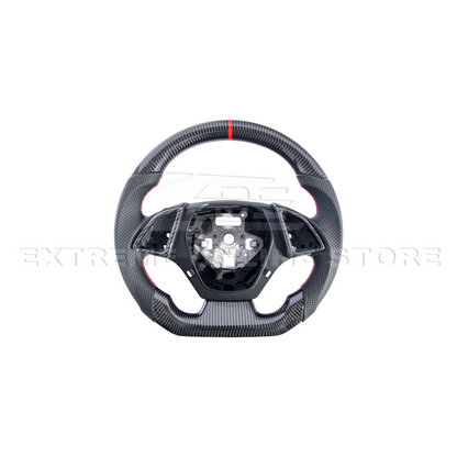 2016-2024 CAMARO CARBON FIBER Perforated Leather Red Stripe Steering Wheel
