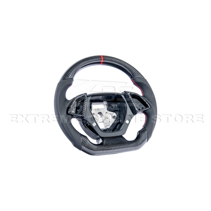 2016-2024 CAMARO CARBON FIBER Perforated Leather Red Stripe Steering Wheel