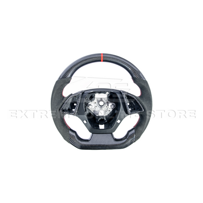 2016-2024 CAMARO CARBON FIBER Black Alcantara Red Stripe Steering Wheel