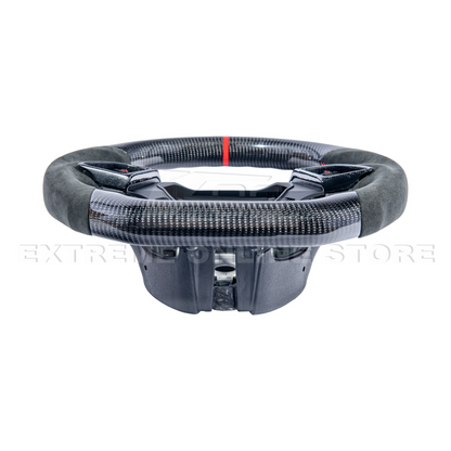 2016-2024 CAMARO CARBON FIBER Black Alcantara Red Stripe Steering Wheel