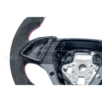2016-2024 CAMARO CARBON FIBER Black Alcantara Red Stripe Steering Wheel