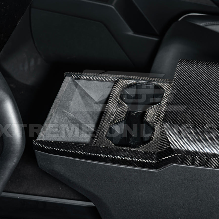 2024-Up Tesla Cybertruck Center Cup Holder Cover - VENT-1062-BKCF