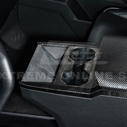 2024-Up Tesla Cybertruck Center Cup Holder Cover - VENT-1062-BKCF