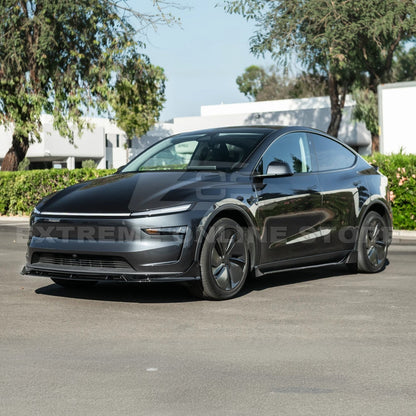 2025-Up Tesla Model Y Track Style 4 Pcs Front Bumper Lip Splitter - FLIP-1290-ABS