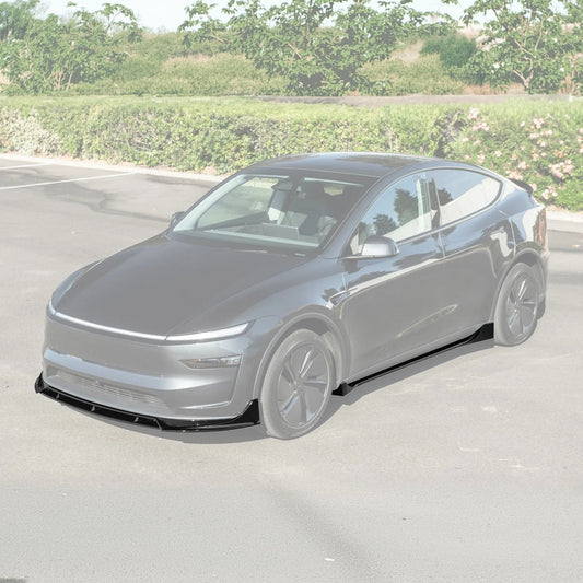 2025-Up Tesla Model Y Track Style Front Lip Side Skirts Kit - FLIP-1290-ABS_SS-1291-ABS