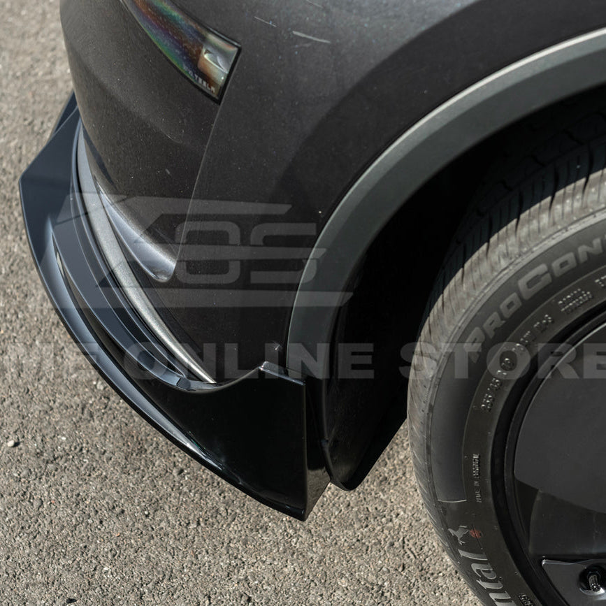 2025-Up Tesla Model Y Track Style 4 Pcs Front Bumper Lip Splitter - FLIP-1290-ABS