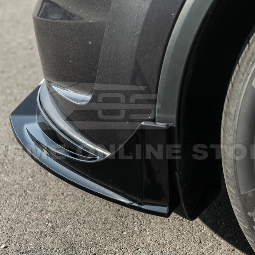 2025-Up Tesla Model Y Track Style Front Lip Side Skirts Kit - FLIP-1290-ABS_SS-1291-ABS