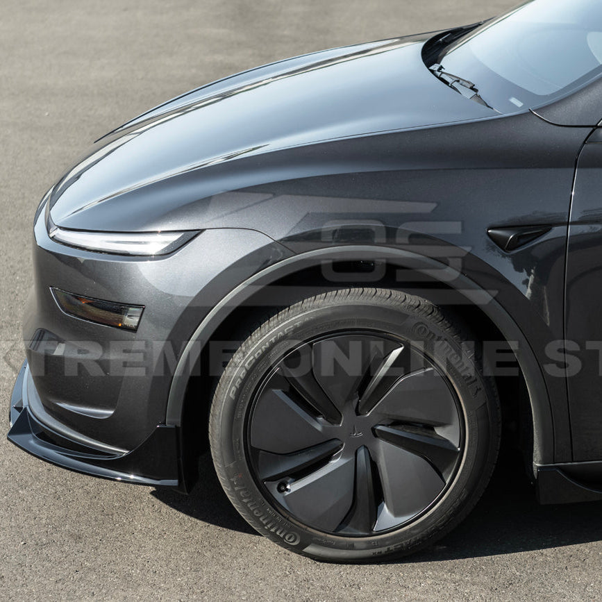2025-Up Tesla Model Y Track Style 4 Pcs Front Bumper Lip Splitter - FLIP-1290-ABS