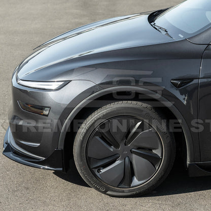 2025-Up Tesla Model Y Track Style 4 Pcs Front Bumper Lip Splitter - FLIP-1290-ABS