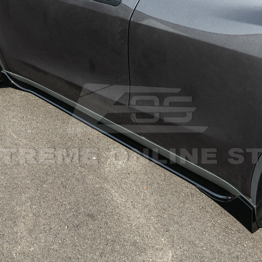 2025-Up Tesla Model Y Track Style Front Lip Side Skirts Kit - FLIP-1290-ABS_SS-1291-ABS
