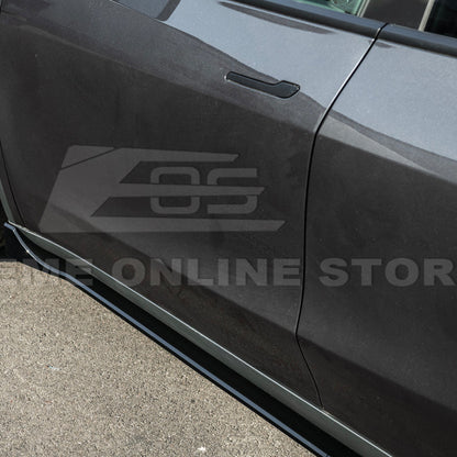 2025-Up Tesla Model Y Track Style Front Lip Side Skirts Kit - FLIP-1290-ABS_SS-1291-ABS