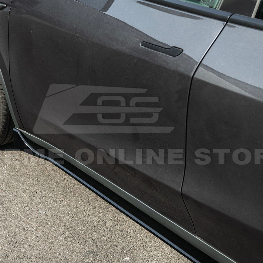 2025-Up Tesla Model YTrack Style Side Skirts Rocker Panel Pair - SS-1291-ABS