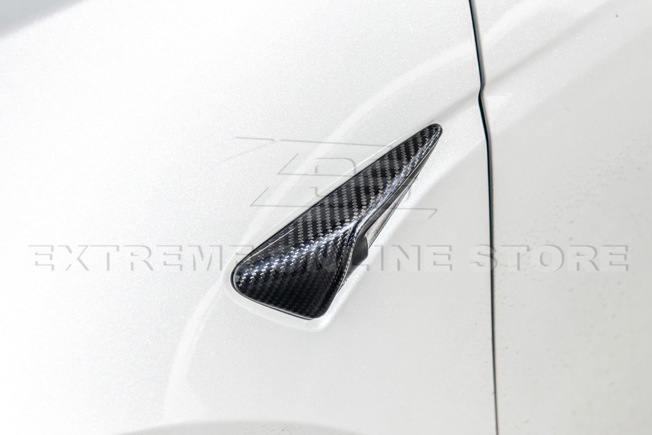 2020-23 Tesla Model 3 & 20-24 Y Carbon Fiber Exterior Door Camera Covers - VENT-780-BKCF