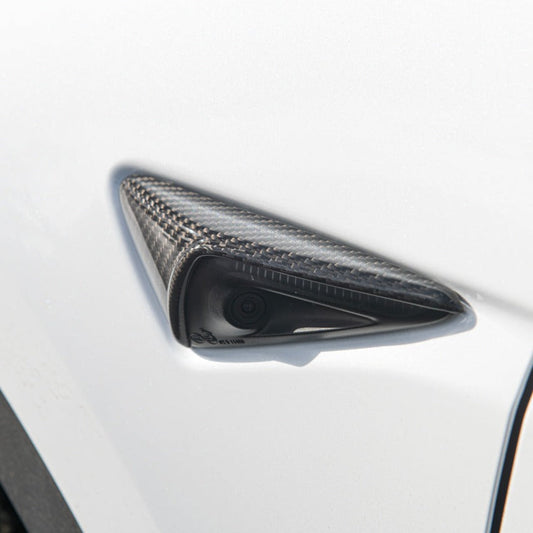 2020-23 Tesla Model 3 & 20-24 Y Carbon Fiber Exterior Door Camera Covers - VENT-780-BKCF