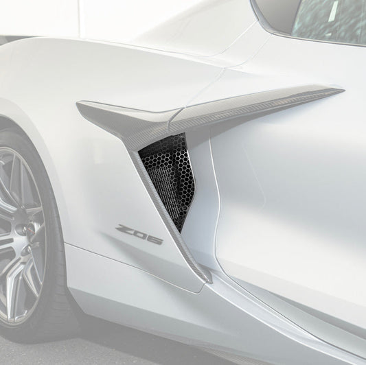 Corvette C8 Z06 Aluminum Black Rear Side Intake Mesh Grille Inserts
