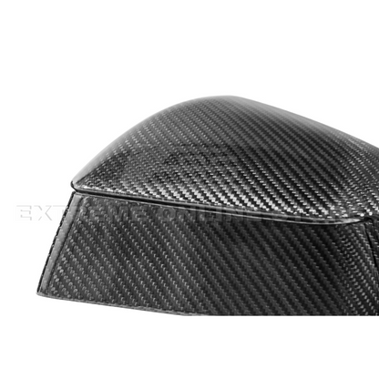 2025-Up Tesla Model Y Dry Carbon Fiber Tape On Side Mirror Cap Covers Pair - MC-1281-BKCF