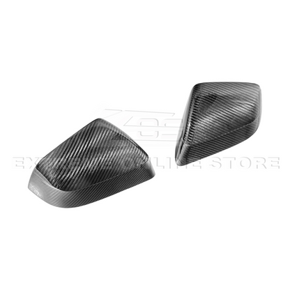 2025-Up Tesla Model Y Dry Carbon Fiber Tape On Side Mirror Cap Covers Pair - MC-1281-BKCF