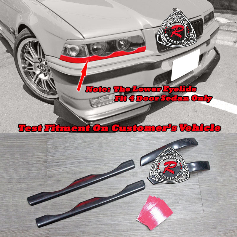 Lower Headlights Eyelids For 1991-1999 BMW 3-Series (E36) 4Dr Sedan